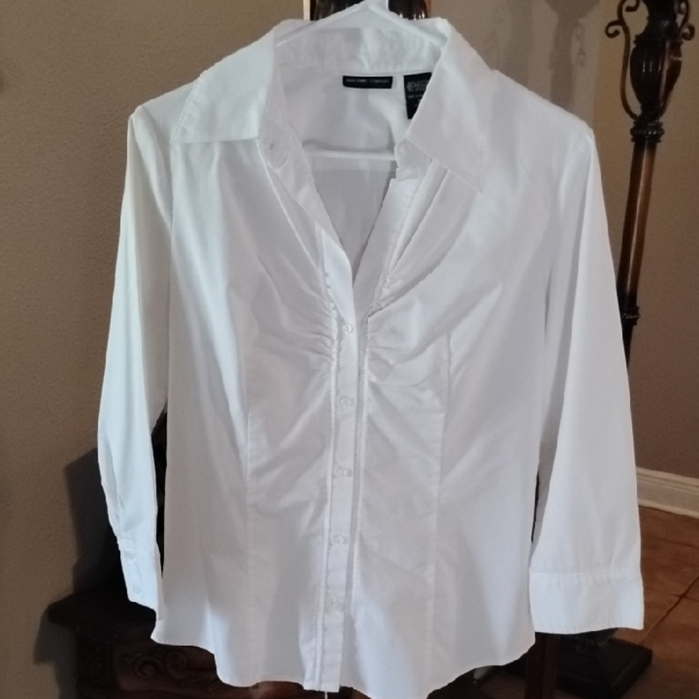 New York & Company White Button Down Shirt